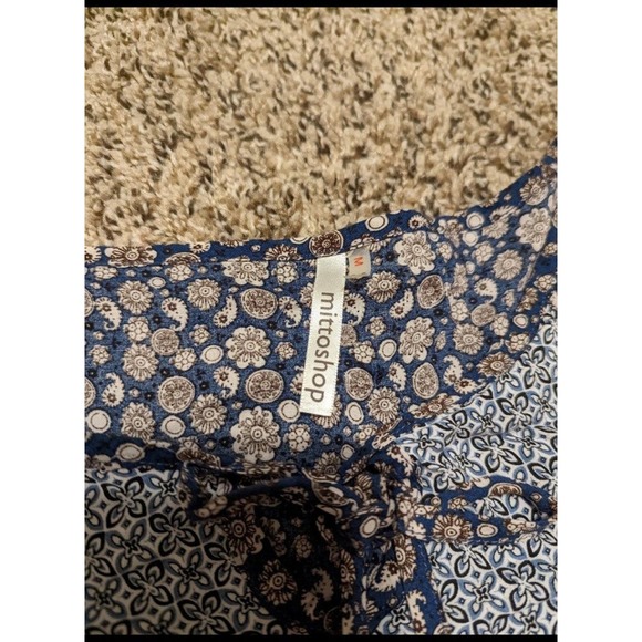 Mittoshop Bohemian Tunic Style Tie Blouse Bell Bottom Flare Sleeves women medium - Picture 5 of 8